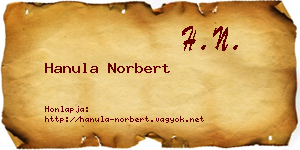 Hanula Norbert névjegykártya